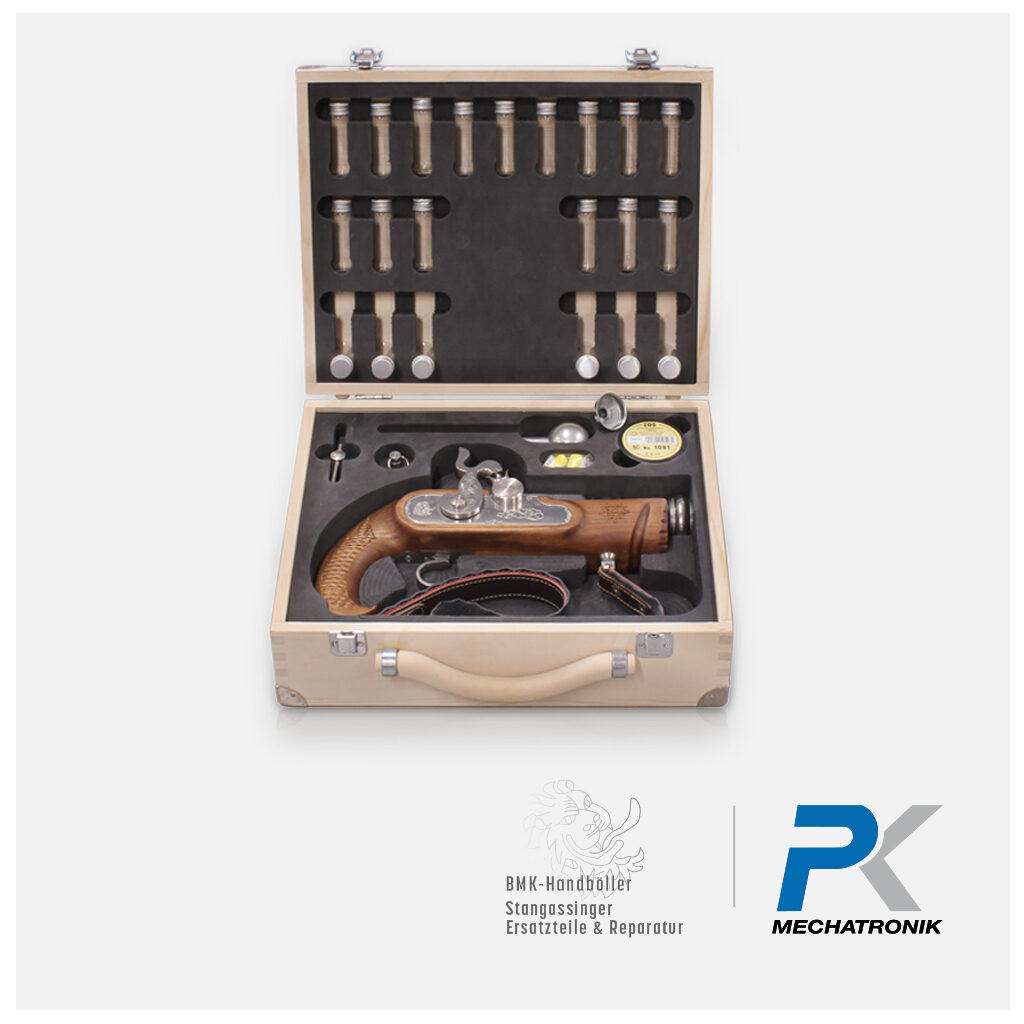 Holzkoffer für Böller Kaliber 16 (Bestückt inkl. BMK Handböller) - PK Mechatronik